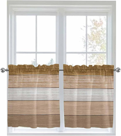 Retro Farm Wood Board Window Valance Curtains, 2 Panel - Image 6