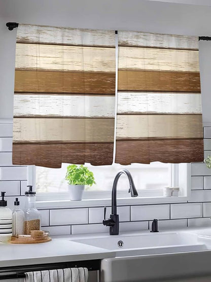 Sheer Curtains 45 Inch Length, Vintage Geometric Brown Semi Sheer Curtains - Image 5