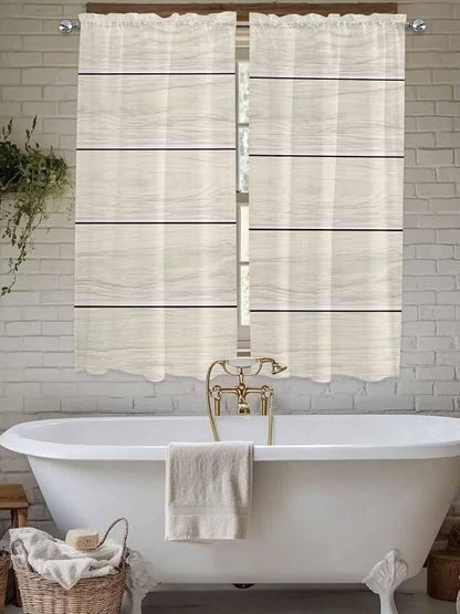 Vintage Country Wooden Board Window Valance Curtains, Gradient Wood Grain Line by IDOWMAT
