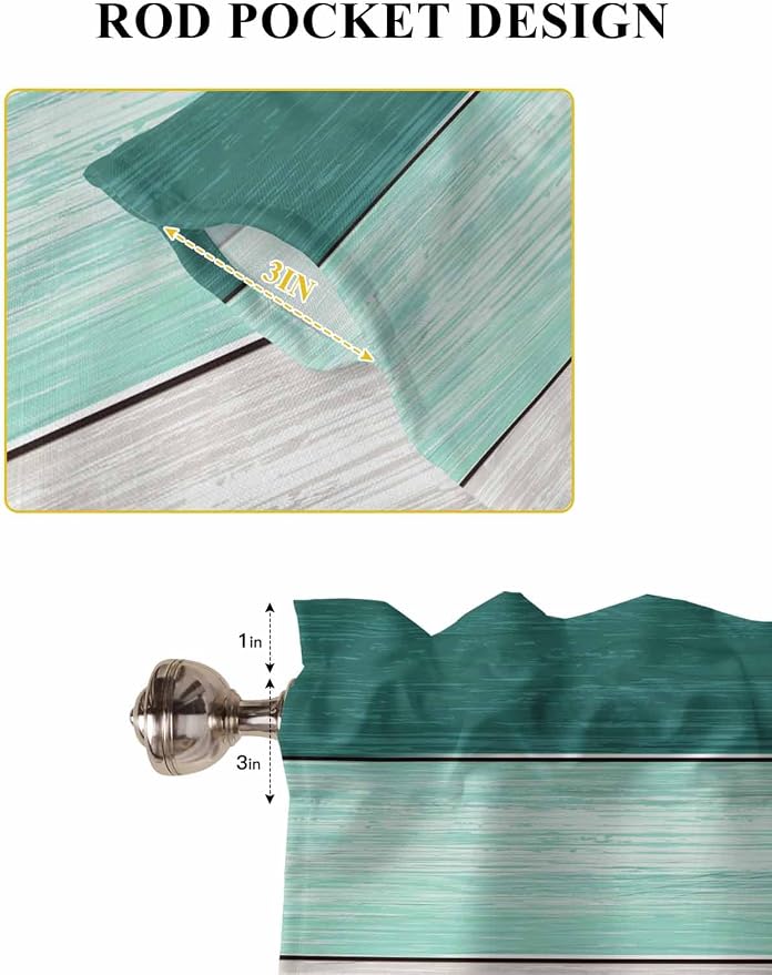 Retro Farm Woodcuts Texture Window Valance Curtains, 2 Panel - Image 7