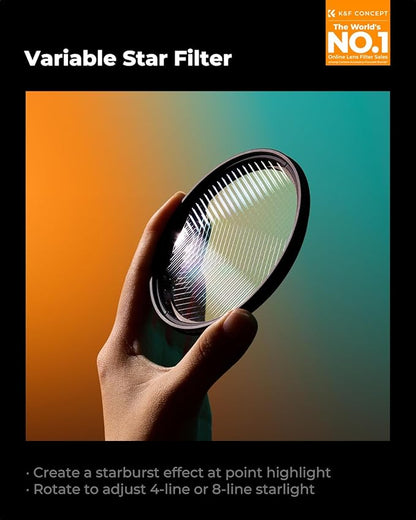 K&F CONCEPT 72mm Variable Star Filter Cross Screen Starburst Filter 4, 8 Points - Image 2