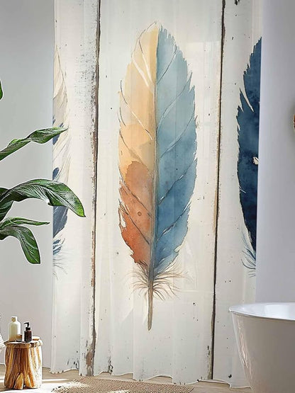 Sheer Curtains 108 Inches Long, Boho Ombre Vintage Wooden Grain Privacy Voile - Image 4