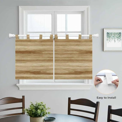 Light Brown Wood Grain Kitchen Curtains 24 Inch Length, Small Window Curtains - Image 4
