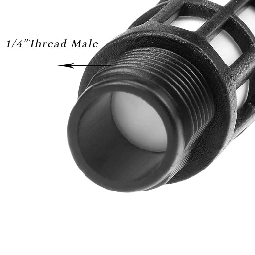 Quickun Plastic Exhaust Air Silencer, 1/4" Air Line Pneumatic Muffler Black Air - Image 2