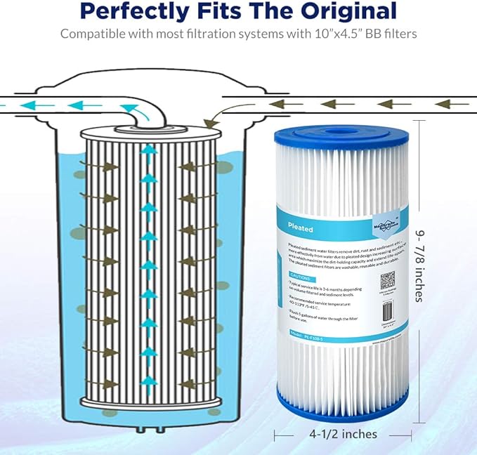 Membrane Solutions 20 Micron Pleated Water Filter Home 10"x4.5" Whole House - Image 3