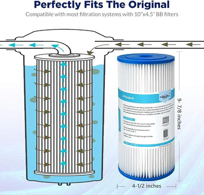 Membrane Solutions 50 Micron Pleated Water Filter Home 10"x4.5" Whole House - Image 2