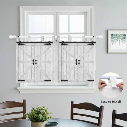 Farmhouse Wood Grain Kitchen Curtains 36 Inch Length, Small Window Curtains Tab - Image 4