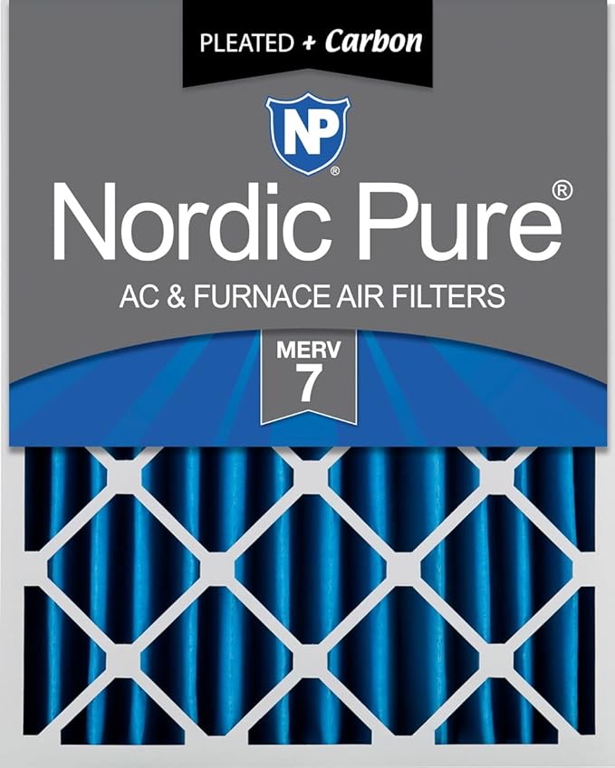 Nordic Pure 20x25x4 Pleated Air Filters MERV 7 Plus Carbon 1 Pack by NordicPure