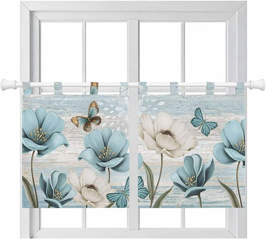 Spring Floral Kitchen Curtains 36 Inch Length, Small Window Curtains Tab Top by Unknown