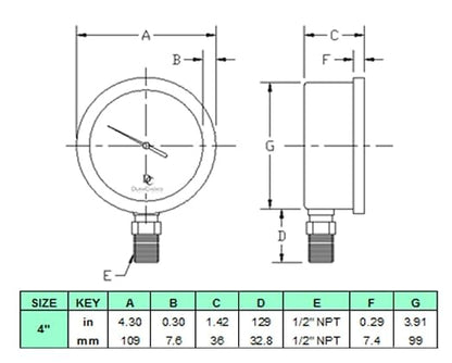 4" Oil Filled Pressure Gauge - Image 7