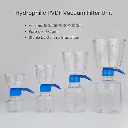Pack of 9 Diposable Vacuum Filter Units 500mL 0.2μm PVDF Hydrophilic Membrane - Image 2