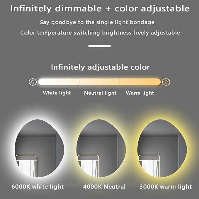 50x70cm LED Backlit Bathroom Mirror Wall-Mounted Smart Vanity Mirror - Image 3