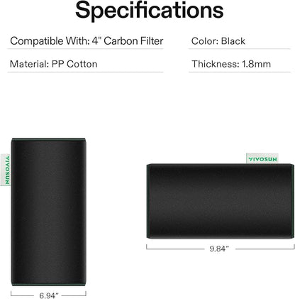 VIVOSUN 4 Inch Prefilter for 4" Carbon Filter, 9.84" Long - Image 2