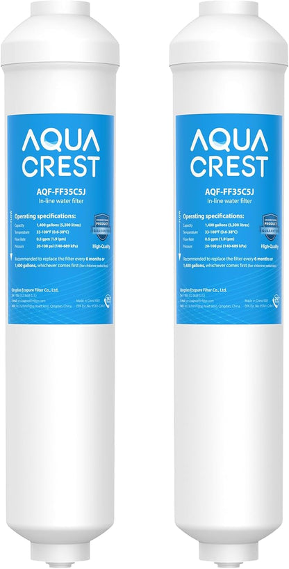 AQUA CREST FF35 Inline Water Filter Replacement, 1/4" Quick-Connect Replacement by AQUACREST