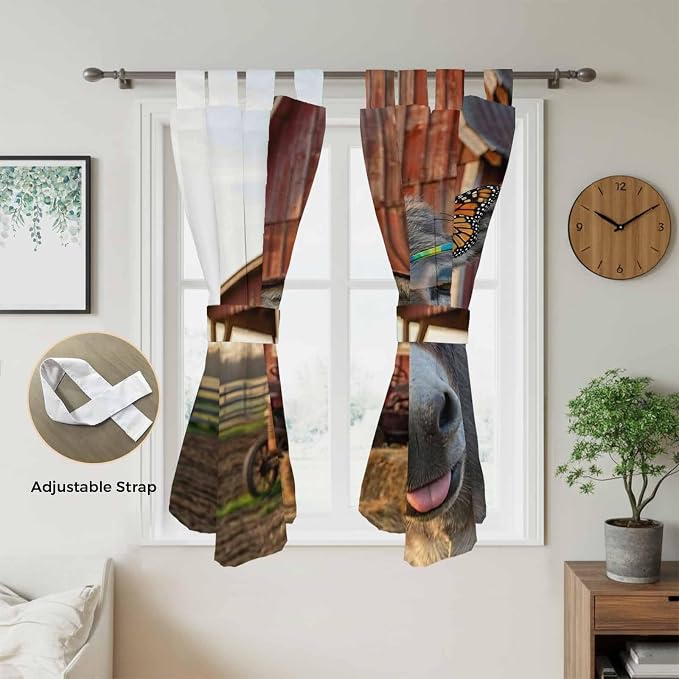 Farm Donkeys Living Room Curtains 84 Inch Length, Window Curtains Tab Top - Image 5