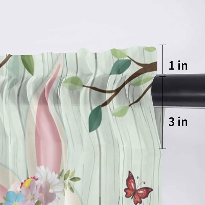 Easter Sheer Valances for Windows 42"x18", Light Filtering Kitchen Curtains - Image 7