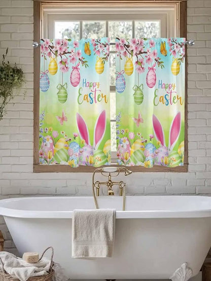 Easter Kitchen Curtains 54 Inches length, Spring Bunny Colorful Rabbit Eggs - Image 7
