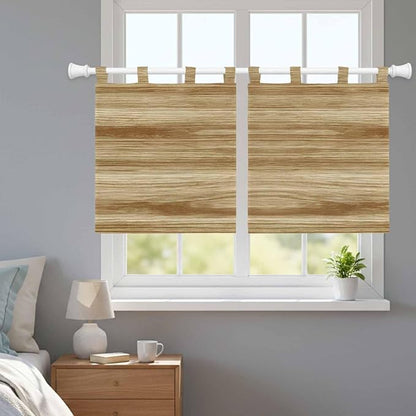 Light Brown Wood Grain Kitchen Curtains 36 Inch Length, Small Window Curtains - Image 9