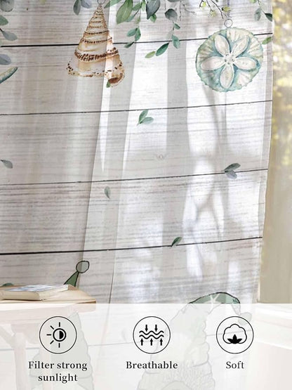 Sheer Curtains 84 Inches Long, Coastal Eucalyptus Leaf Semi Sheer Curtains - Image 6