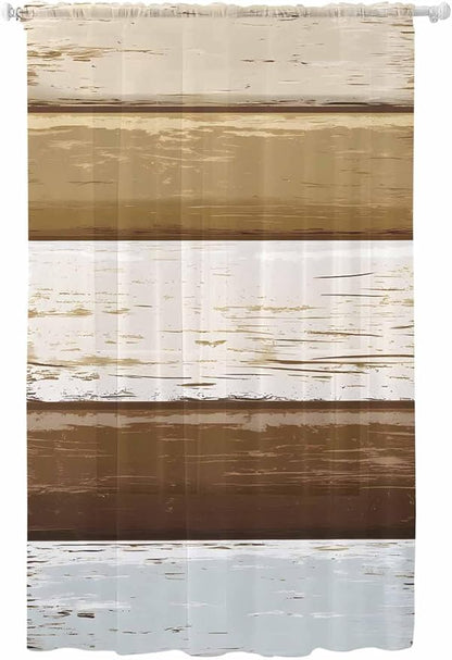 Sheer Curtains 84 Inches Long, Wood Grain Brown Semi Sheer Curtains Light by Unknown