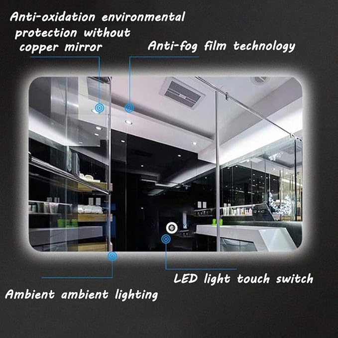Wall Mirror Waterproof LED Bathroom Mirror Shaing Mirror anity Mirror - Image 3