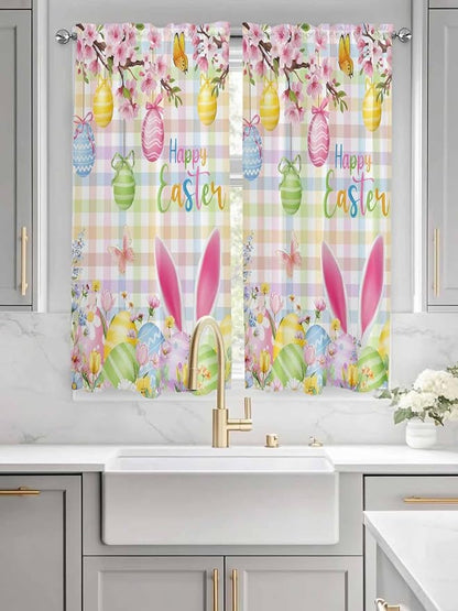 Happy Easter Living Room Curtains 72 Inches length, Spring Bunny Colorful Eggs - Image 3