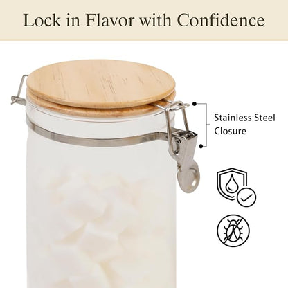 Glass Coffee Canister Set with Shelf & Spoon 2 Piece Coffee Containers - Image 7