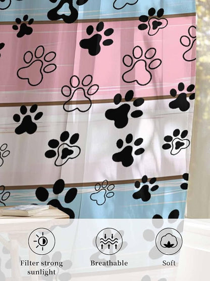 Sheer Curtains 63 Inch Length, Vintage Farmhouse Wooden Grain Privacy Voile - Image 6