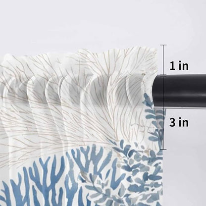 Ocean Corals Sheer Valance Curtains, Summer Beach Coral Sea Stars Light - Image 7