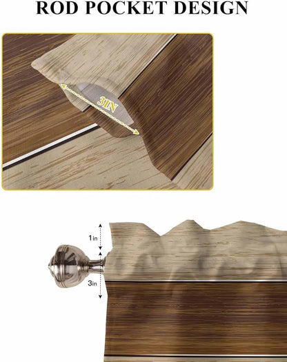 Retro Country Brown Wooden Board Window Valance Curtains, Farmhouse Gradient - Image 6