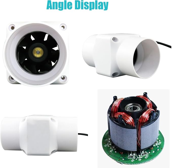 2 Inch Inline Duct Ventilation Fan HVAC Vent Blower 22 Cfm Quiet Ventilation - Image 2
