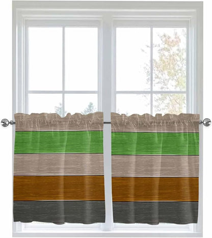 Farm Gray Green Brown Wood Grain Window Valance Curtains, Rustic Wooden Plank - Image 9