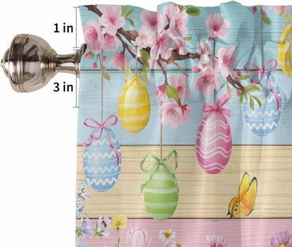 Colorful Easter Half Window Curtains 24 Inches Long, Spring Watercolor Bunny - Image 6