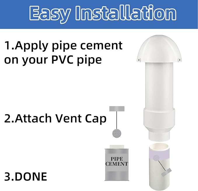 2 Inch Vent Stack Pipe Filter, Sewer Vent Septic Filter Vents Pipe Cap - Image 7