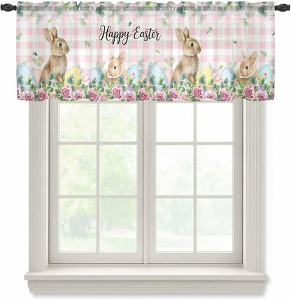 Easter Sheer Valances for Windows 54"x18", Light Filtering Kitchen Curtains by Unknown