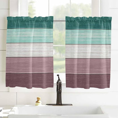 Retro Farm Woodcuts Texture Window Valance Curtains, 2 Panel - Image 2