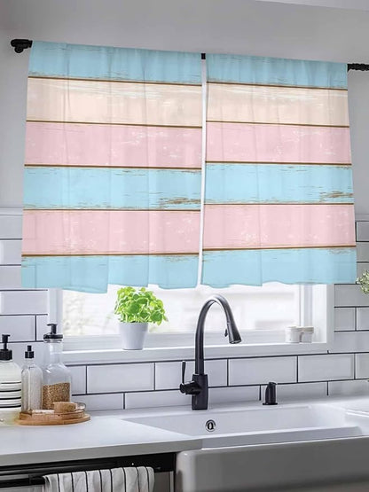 Sheer Curtains 45 Inch Length, Farmhouse Country Shabby Striped Privacy Voile - Image 5