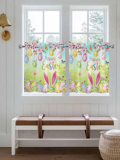 Easter Half Window Curtain 36 Inches Long, Spring Bunny Colorful Rabbit Eggs - Image 4
