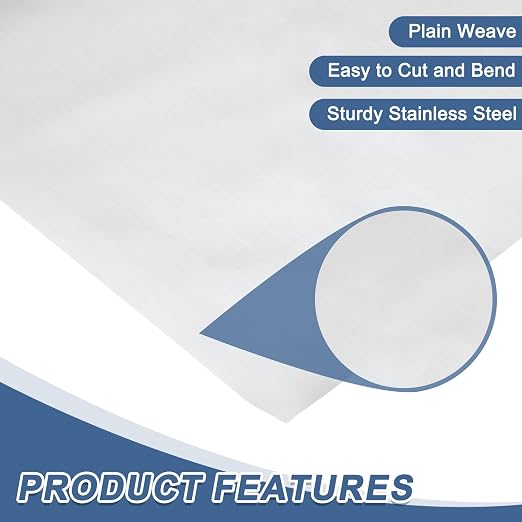uxcell 500 Mesh 79" x 12" Woven Wire Mesh, 304 Stainless Steel Air Vent Filter - Image 3
