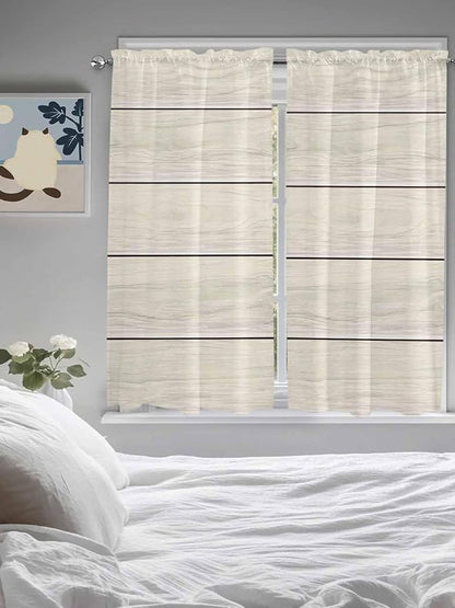 Vintage Country Wooden Board Window Valance Curtains, Gradient Wood Grain Line - Image 4