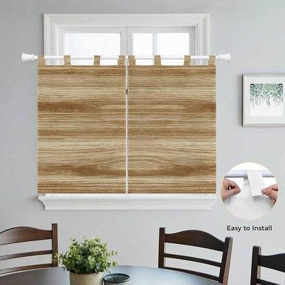 Light Brown Wood Grain Bedroom Curtains 63 Inch Length, Window Curtains Tab Top - Image 4