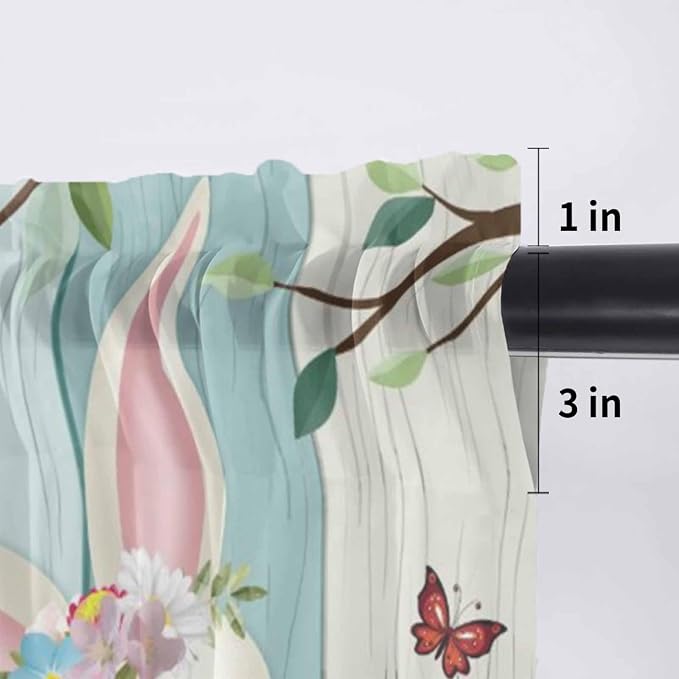 Easter Sheer Valances for Windows 60"x18", Light Filtering Kitchen Curtains - Image 7