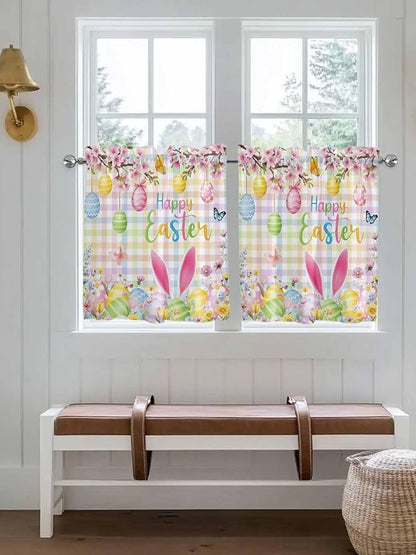 Happy Easter Half Window Curtain 36 Inches Long, Spring Bunny Colorful Eggs - Image 4
