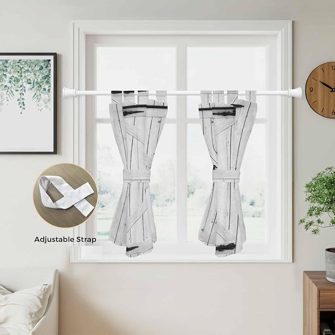 Farmhouse Wood Grain Bedroom Curtains 63 Inch Length, Window Curtains Tab Top - Image 5