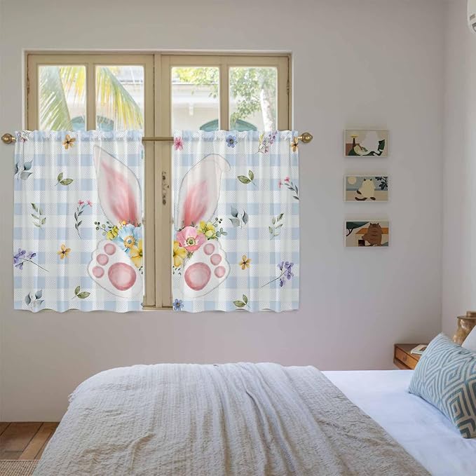 Easter Kitchen Curtains 54 Inch Long 2 Panel Set, Rod Pocket Window Curtains - Image 4
