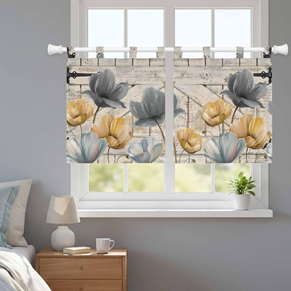 Spring Tulips Flower Kitchen Curtains 36 Inch Length, Small Window Curtains Tab - Image 9