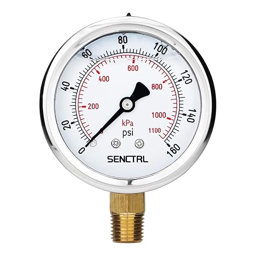 SENCTRL 0-160 Psi Glycerin Liquid Filled Air Pressure Gauge, 2.5" Dial Size by senctrl
