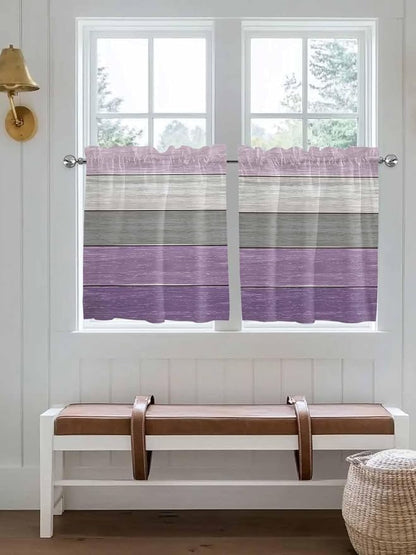 Country Wood Board Gray Purple Window Valance Curtains, Farmhouse Gradient by IDOWMAT