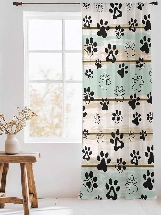 Sheer Curtains 96 Inches Long, Sage Green Beige Farmhouse Semi Sheer Curtains - Image 3