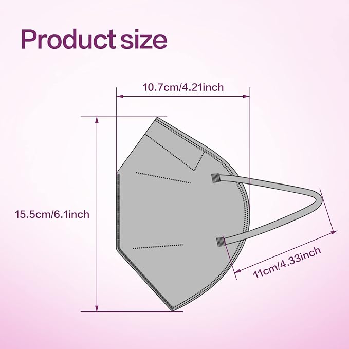 Miuphro KN95 Face Mask 50 Pack, Disposable Respirator Masks, 5 Layer Design - Image 2
